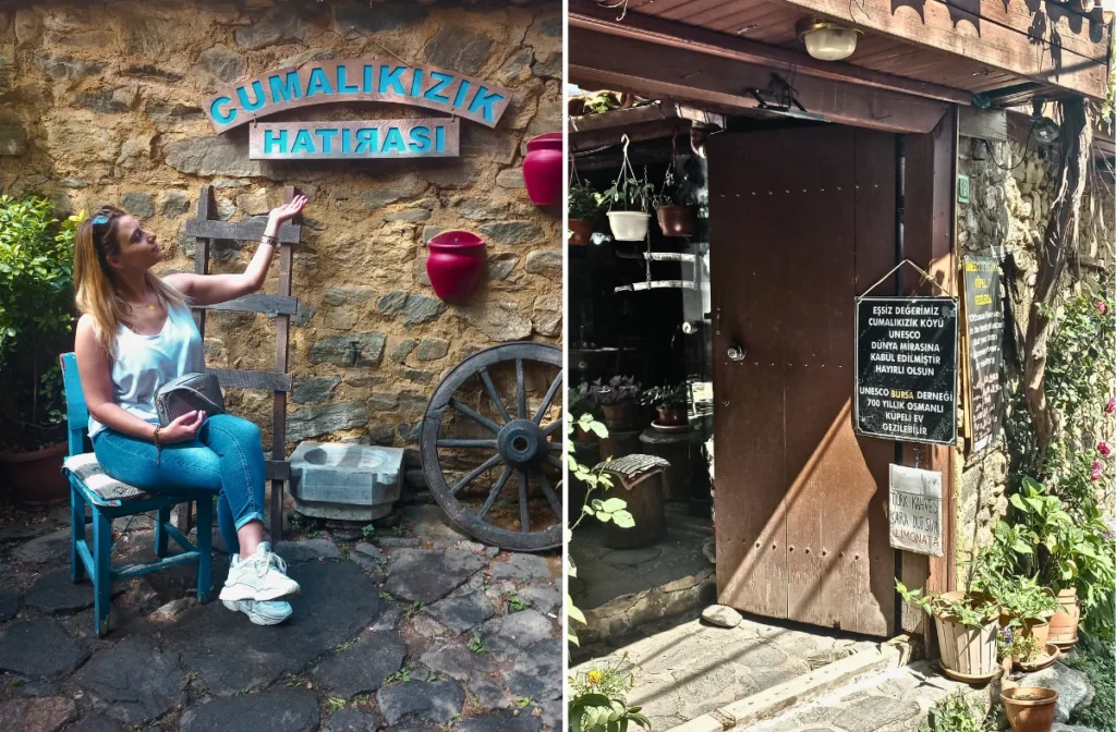 Cumalıkızık köyünde mor küpe çiçekleriyle süslenmiş tarihi Osmanlı evi – Küpeli Ev